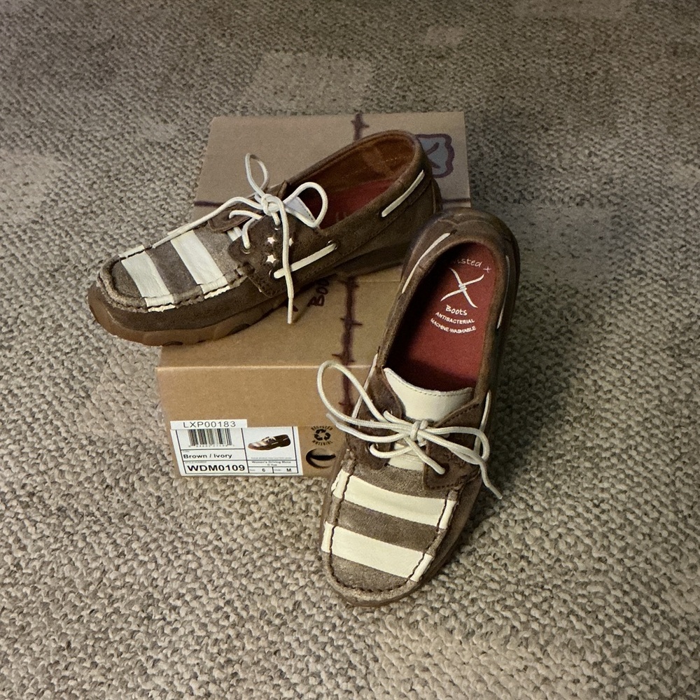 Twisted X Brown and Cream Flats